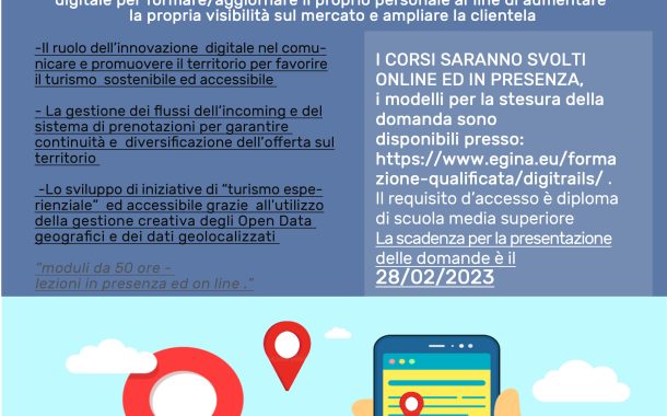 DigiTRAILS, TURISMO DIGITALE PER L'ACCESSIBILITÀ E LA SOSTENIBILITÀ: Corsi gratuiti per occupati