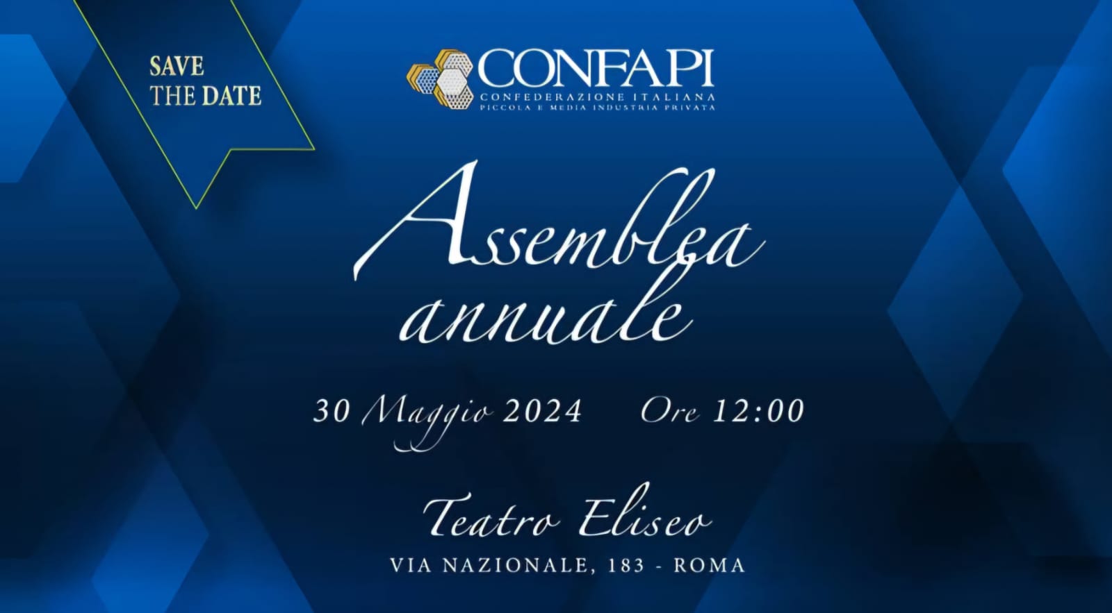 Confapi: giovedì 30 maggio l'assemblea Nazionale